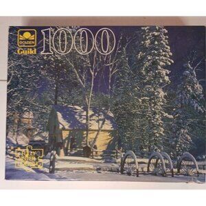 Golden Guild 1000 Piece Puzzle House Trees Horses Winter Snow New Sealed